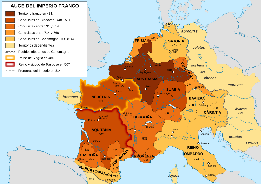 Mapa del Imperio Franco 481/814