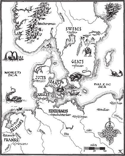 Map of Scandinavia in Beowulf